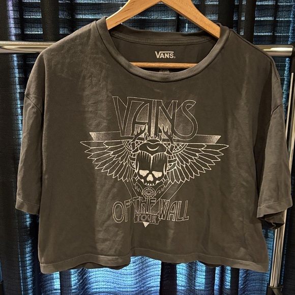 Vans Gray Graphic Cropped Tee with Skull and Wings - Picture 2 of 5
